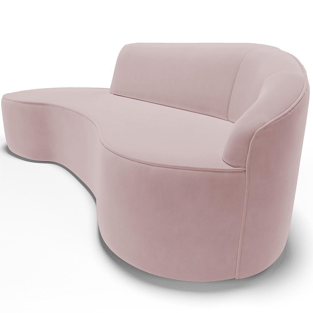 Sofá 3 Lugares Curvo Sala De Estar Living Firenze Direito D02 Veludo Rosê 230 Cm C-305 - Lyam - 4