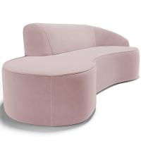 Sofá 3 Lugares Curvo Sala De Estar Living Firenze Direito D02 Veludo Rosê 230 Cm C-305 - Lyam - 2