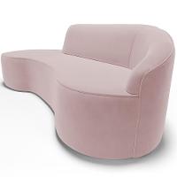 Sofá 3 Lugares Curvo Sala De Estar Living Firenze Direito D02 Veludo Rosê 230 Cm C-305 - Lyam