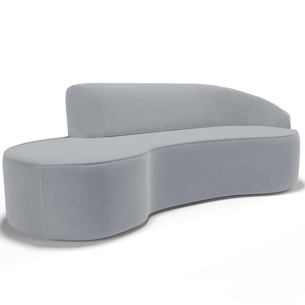 Sofá 4 Lugares Curvo Sala De Estar Living Firenze Direito D02 Veludo Cinza 280 Cm C-317 - Lyam - 1