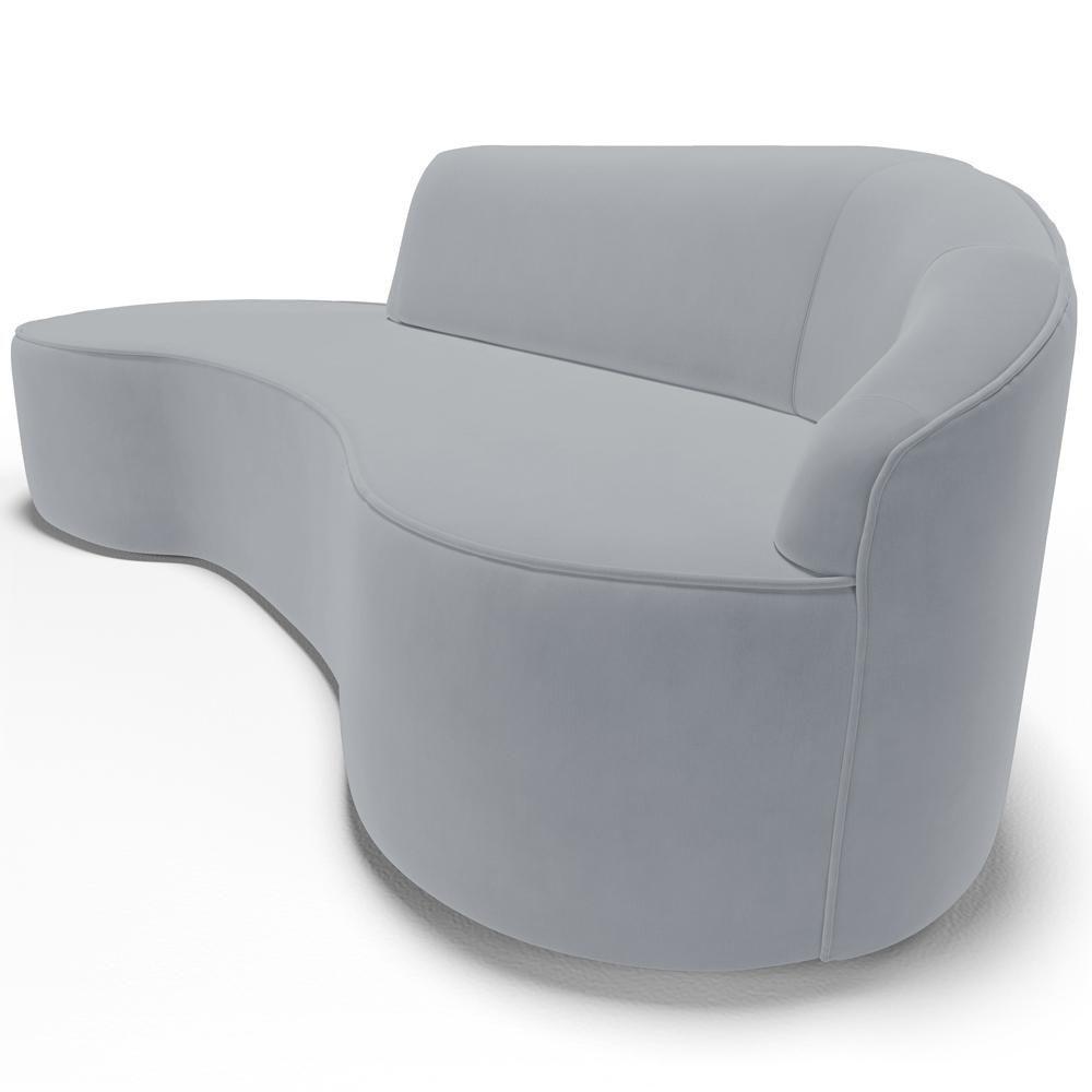 Sofá 4 Lugares Curvo Sala De Estar Living Firenze Direito D02 Veludo Cinza 280 Cm C-317 - Lyam - 4