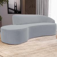 Sofá 4 Lugares Curvo Sala De Estar Living Firenze Direito D02 Veludo Cinza 280 Cm C-317 - Lyam - 7