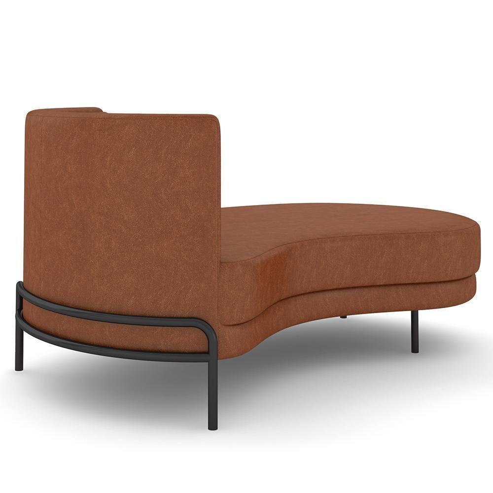 Sofá Chaise Longue Sala De Estar Living Lucca Direito D02 Couríssimo Marrom B-38 - Lyam Decor - 3