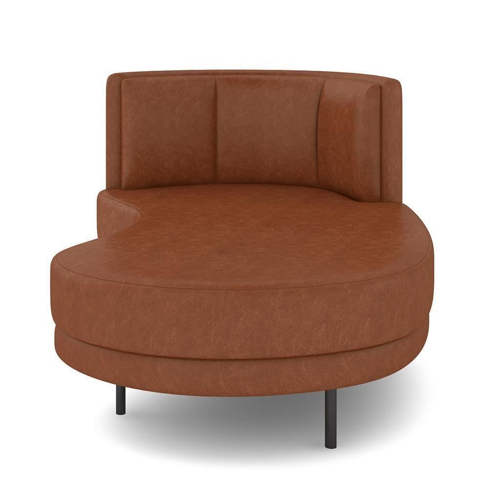 Sofá Chaise Longue Sala De Estar Living Lucca Direito D02 Couríssimo Marrom B-38 - Lyam Decor - 6