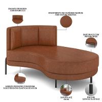 Sofá Chaise Longue Sala De Estar Living Lucca Direito D02 Couríssimo Marrom B-38 - Lyam Decor