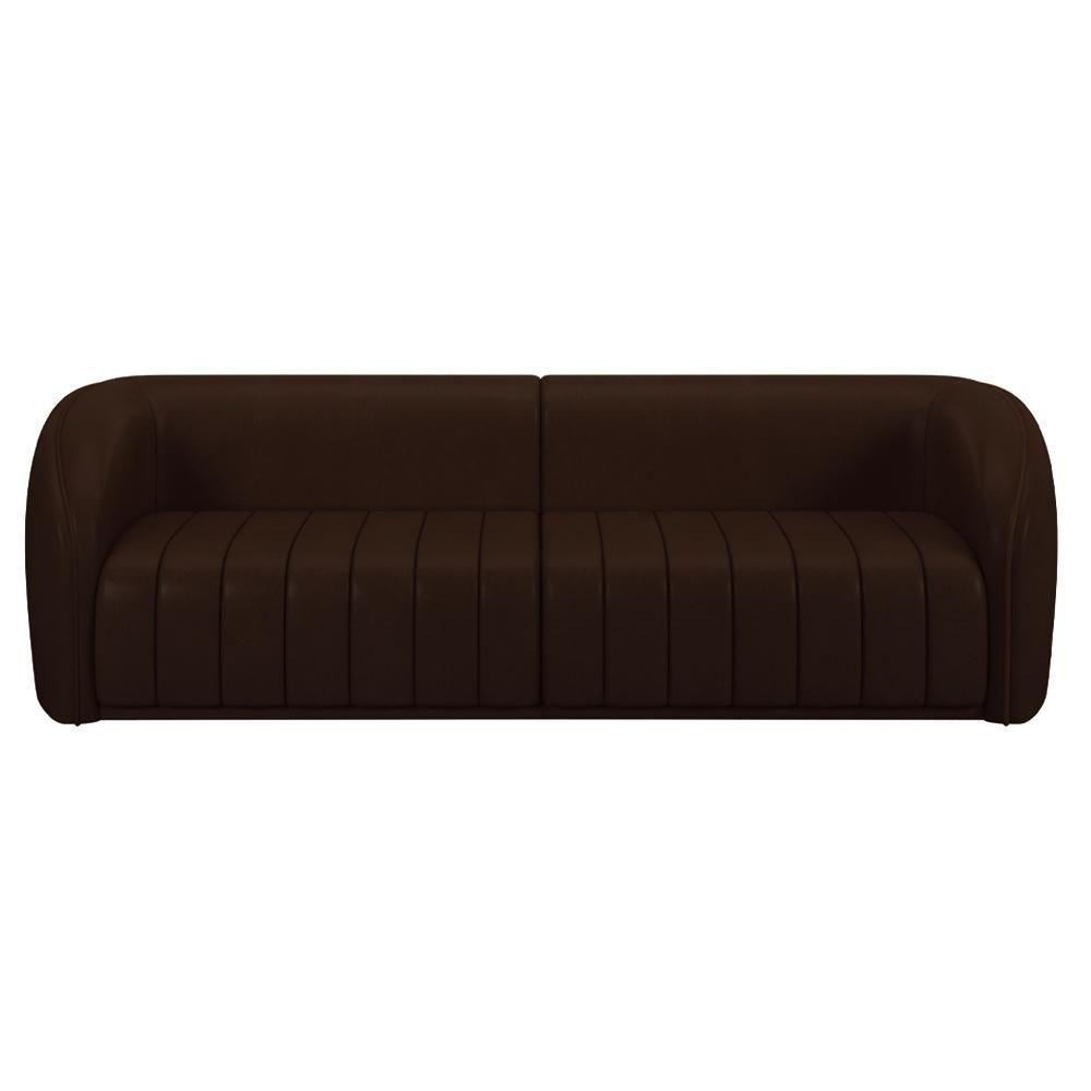 Kit Sofá 4 Lugares Para Sala 252cm Com 02 Poltronas Lazio M03 Corano Marrom - Lyam Decor - 6