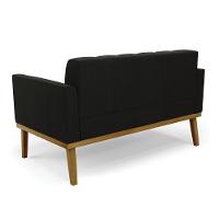 Namoradeira E Poltrona Base De Madeira Castanho Elisa Suede Preto D03 - D'rossi