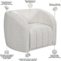 Kit Sofá 5 Lugares Para Sala 332cm Com 02 Poltronas Lazio M03 Bouclê Branco - Lyam Decor - 5