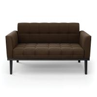 Sofá Namoradeira 2 Lugares Base De Madeira Preto Elisa Suede D03 - D'rossi Cor Marrom - 2