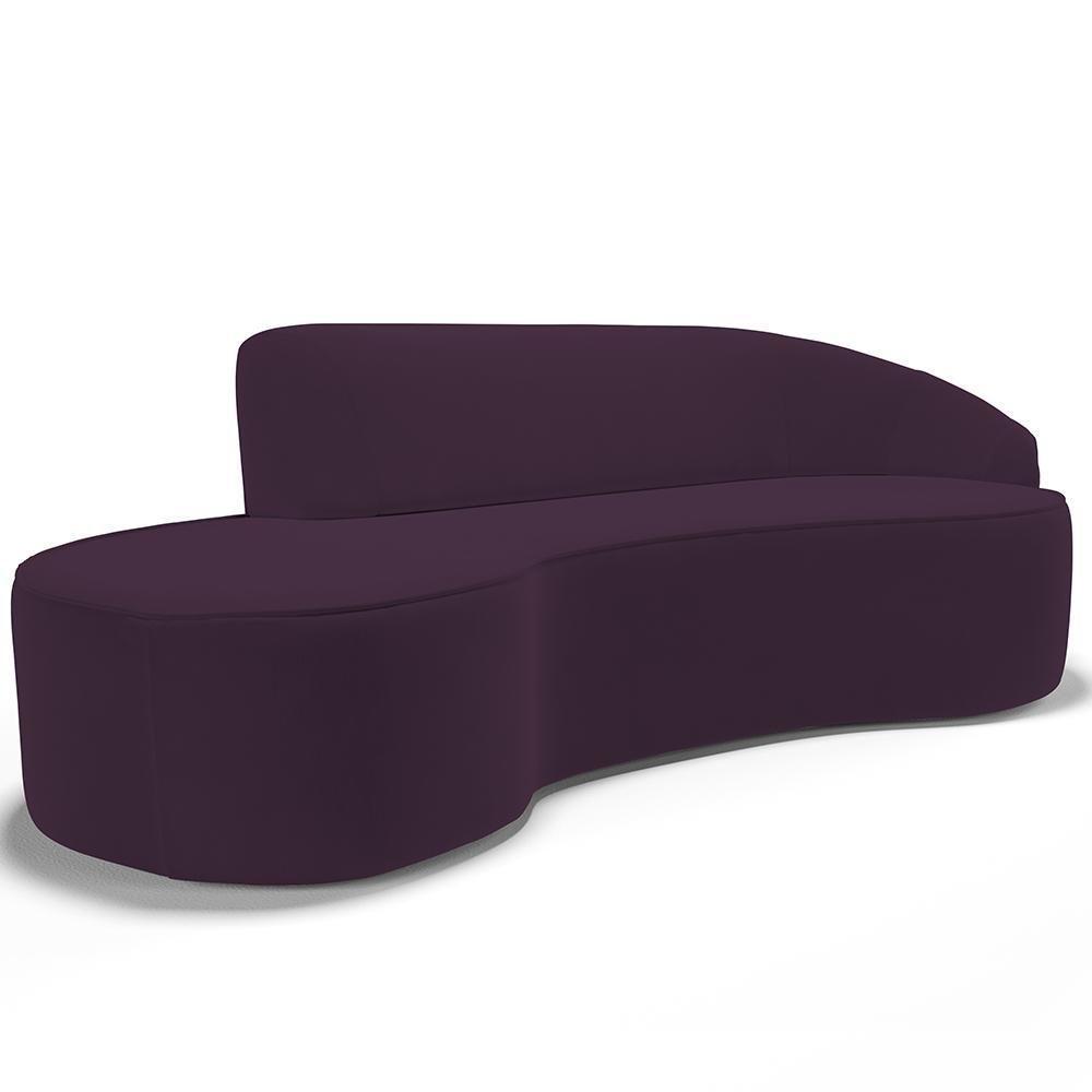 Sofá 5 Lugares Curvo Sala De Estar Living Firenze Direito D02 Veludo Roxo 300 Cm C-292 - Lyam - 1