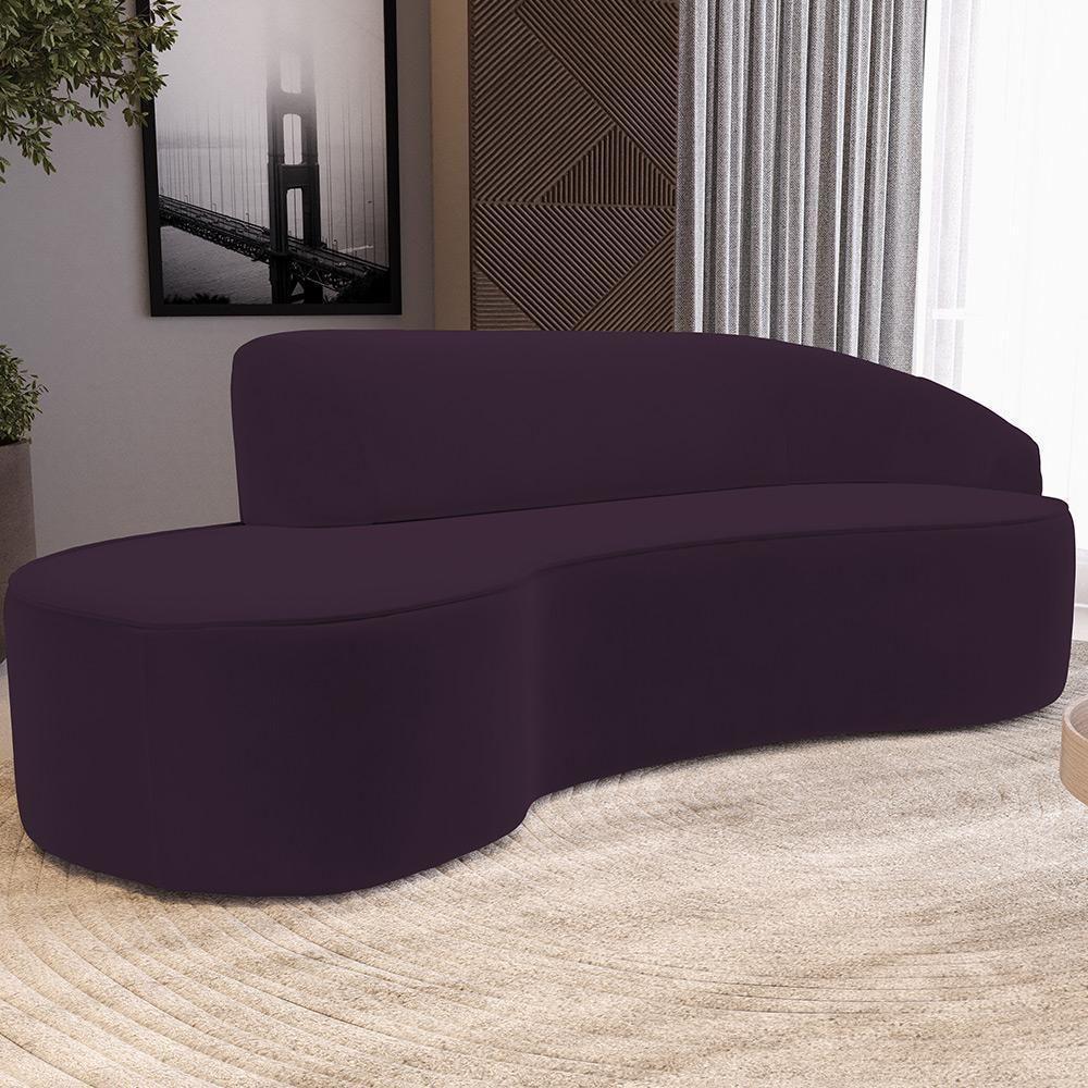 Sofá 5 Lugares Curvo Sala De Estar Living Firenze Direito D02 Veludo Roxo 300 Cm C-292 - Lyam - 6