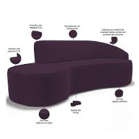 Sofá 5 Lugares Curvo Sala De Estar Living Firenze Direito D02 Veludo Roxo 300 Cm C-292 - Lyam - 7