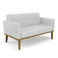 Sofá Namoradeira 2 Lugares Base De Madeira Castanho Elisa Linho D03 - D'rossi Cor A05 Cinza - 1