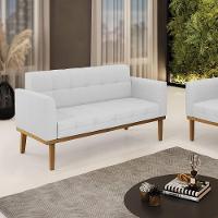 Sofá Namoradeira 2 Lugares Base De Madeira Castanho Elisa Linho D03 - D'rossi Cor A05 Cinza - 6