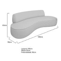 Sofá Curvo 3 Lugares Amsterdã 180cm Linho - Doce Sonho Móveis Cor Cinza Claro