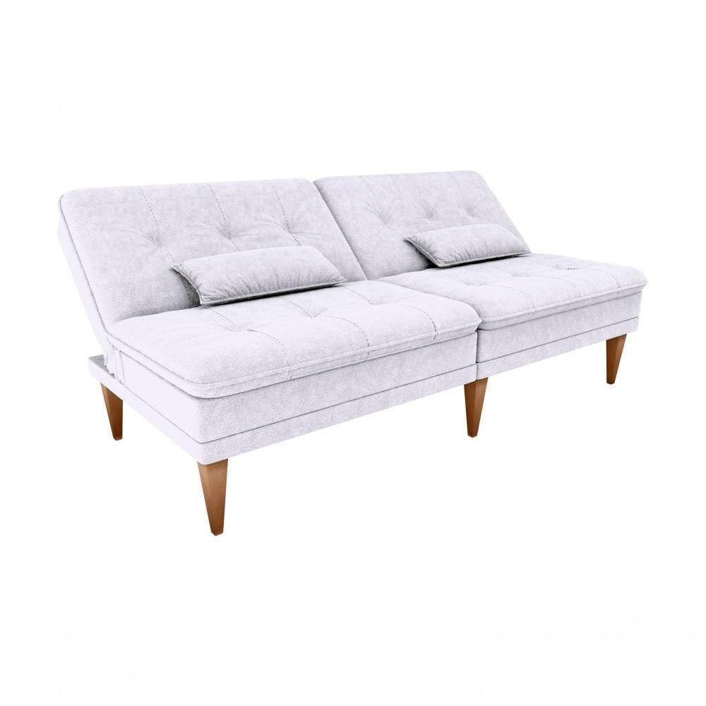 Sofá Cama Na Caixa 3 Lugares 190cm E Almofadas Taylor Matrix Bege Bege - 1