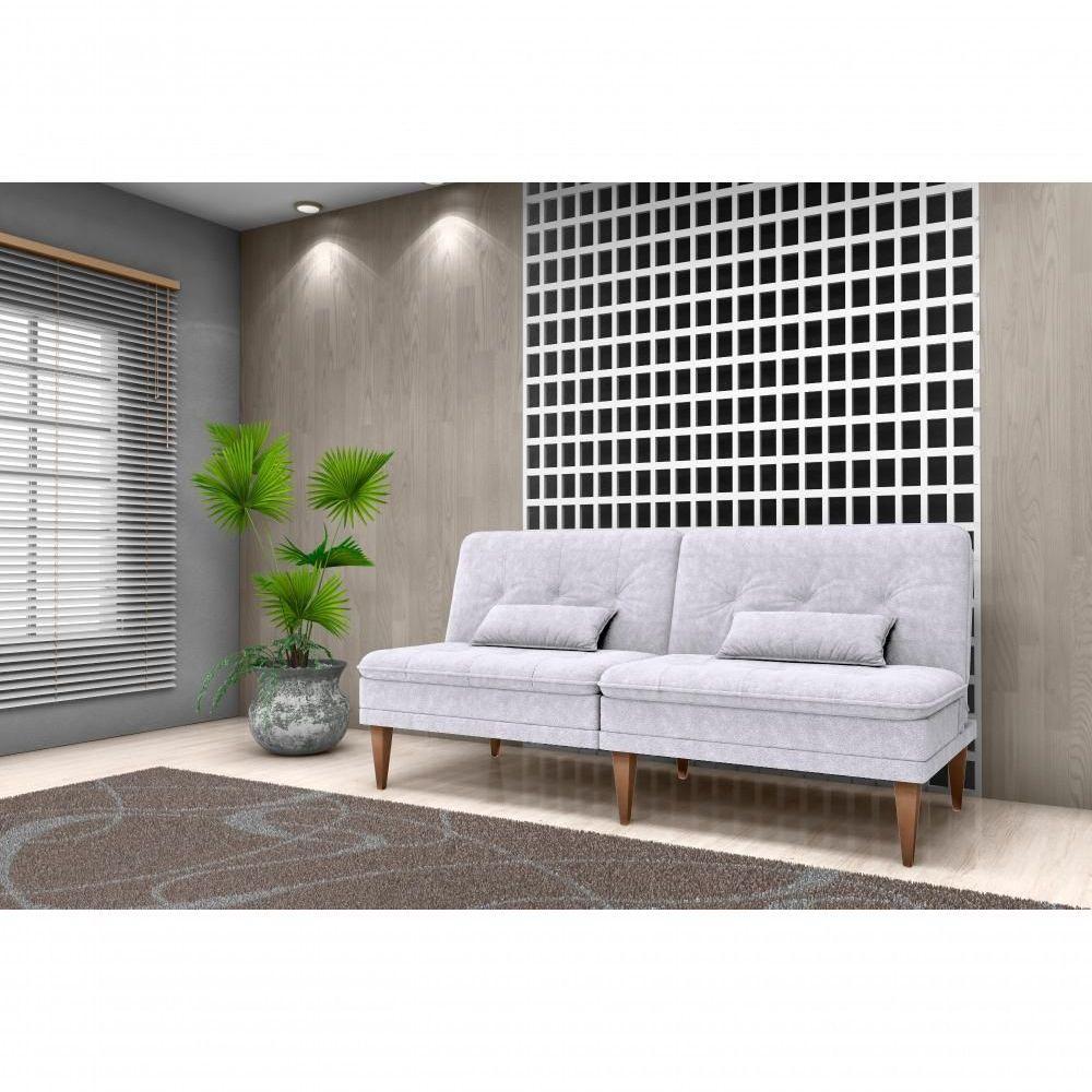 Sofá Cama Na Caixa 3 Lugares 190cm E Almofadas Taylor Matrix Bege Bege - 5