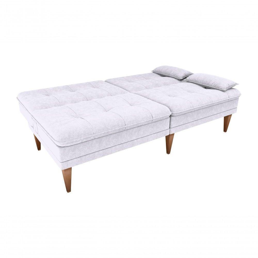 Sofá Cama Na Caixa 3 Lugares 190cm E Almofadas Taylor Matrix Bege Bege - 8