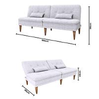 Sofá Cama Na Caixa 3 Lugares 190cm E Almofadas Taylor Matrix Bege Bege - 3