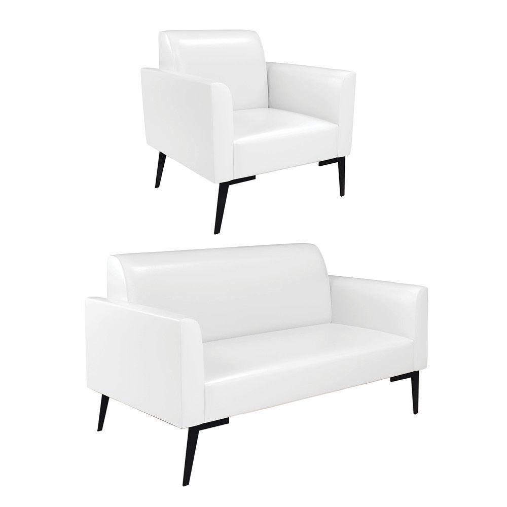 Sofá Namoradeira Com Poltrona Pés Villach Marisa Corano Branco D03 - D'rossi - 1