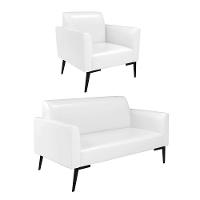 Sofá Namoradeira Com Poltrona Pés Villach Marisa Corano Branco D03 - D'rossi - 1