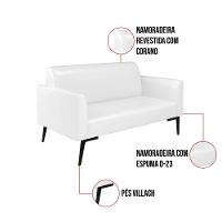 Sofá Namoradeira Com Poltrona Pés Villach Marisa Corano Branco D03 - D'rossi
