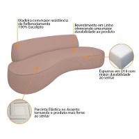 Sofá Curvo 2 Lugares Amsterdã 140cm Linho - Amarena Móveis Cor Rosê - 3