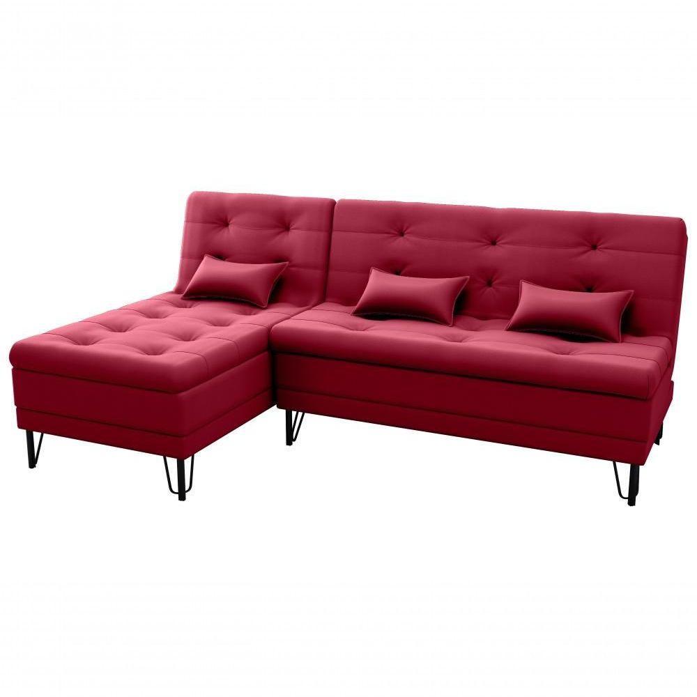 Sofá Cama Com Chaise 3 Lugares 2,00 Mts Nice Matrix Vinho - 1