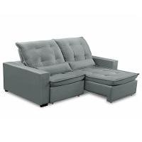 Sofa Retratil Reclinavel 2 Lugares 1,90m Atlantis Veludo Cinza Claro Lansofbr - 6