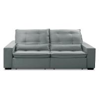 Sofa Retratil Reclinavel 2 Lugares 1,90m Atlantis Veludo Cinza Claro Lansofbr - 8