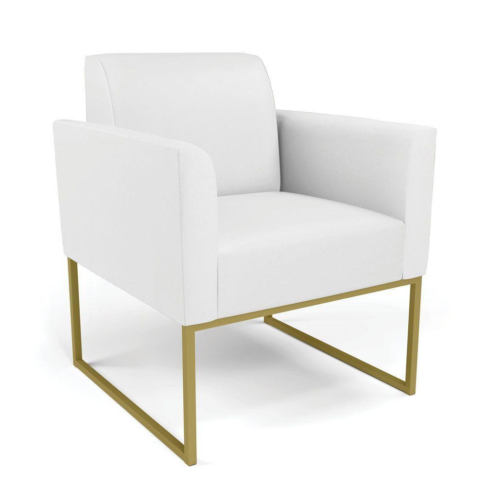 Sofá Namoradeira Com Poltrona Base Industrial Dourado Marisa Corino Branco D03 - D'rossi - 8