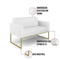 Sofá Namoradeira Com Poltrona Base Industrial Dourado Marisa Corino Branco D03 - D'rossi - 3