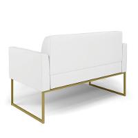 Sofá Namoradeira Com Poltrona Base Industrial Dourado Marisa Corino Branco D03 - D'rossi