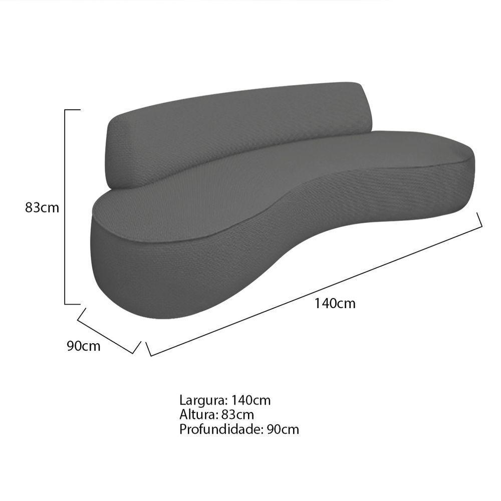 Sofá Curvo 2 Lugares Amsterdã 140cm Linho - Doce Sonho Móveis Cor Cinza Escuro - 4