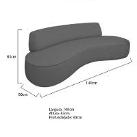 Sofá Curvo 2 Lugares Amsterdã 140cm Linho - Doce Sonho Móveis Cor Cinza Escuro