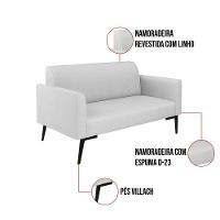 Sofá Namoradeira Com Poltrona Pés Villach Marisa Linho Cinza A05 D03 - D'rossi - 3