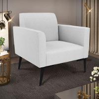 Sofá Namoradeira Com Poltrona Pés Villach Marisa Linho Cinza A05 D03 - D'rossi