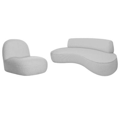 Sofá Curvo 200cm 3 Lugares E 1 Poltrona Amsterdã Linho - Doce Sonho Móveis Cor Cinza Claro