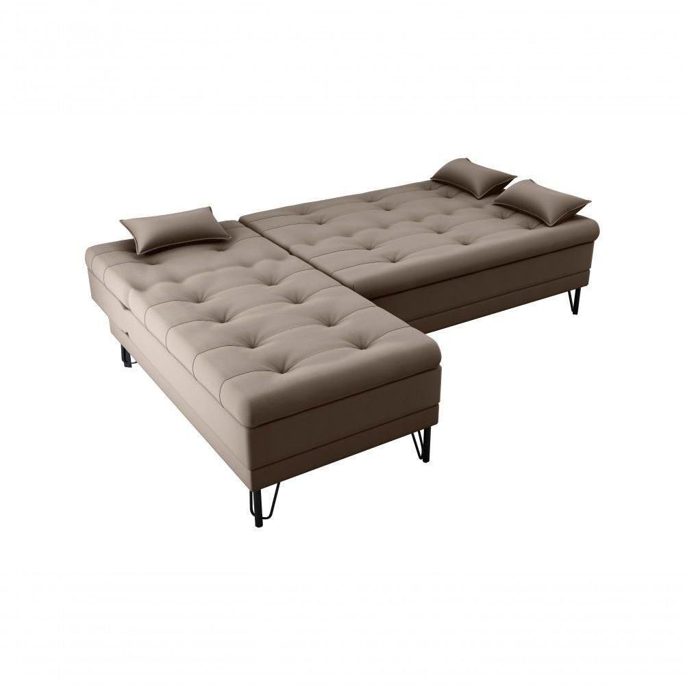 Sofá Cama Com Chaise 3 Lugares 2,00 Mts Nice Matrix Marrom - 2