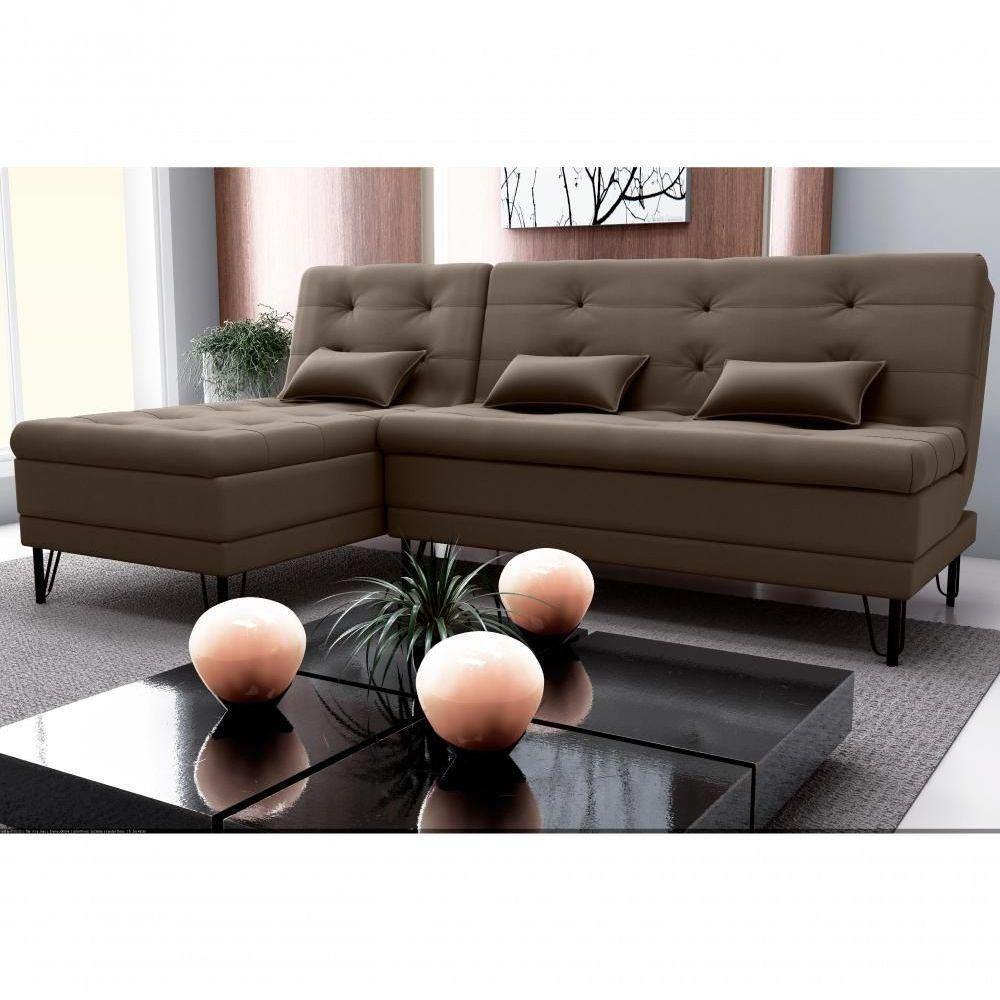 Sofá Cama Com Chaise 3 Lugares 2,00 Mts Nice Matrix Marrom - 5