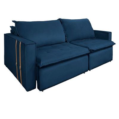 Sofá Retrátil Reclinável 4 Lugares 270 Cm México Veludo Azul Marinho K01 - D'rossi