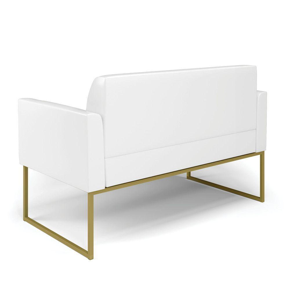 Sofá Namoradeira Com 2 Poltronas Base Industrial Dourado Marisa Corano Branco D03 - D'rossi - 3