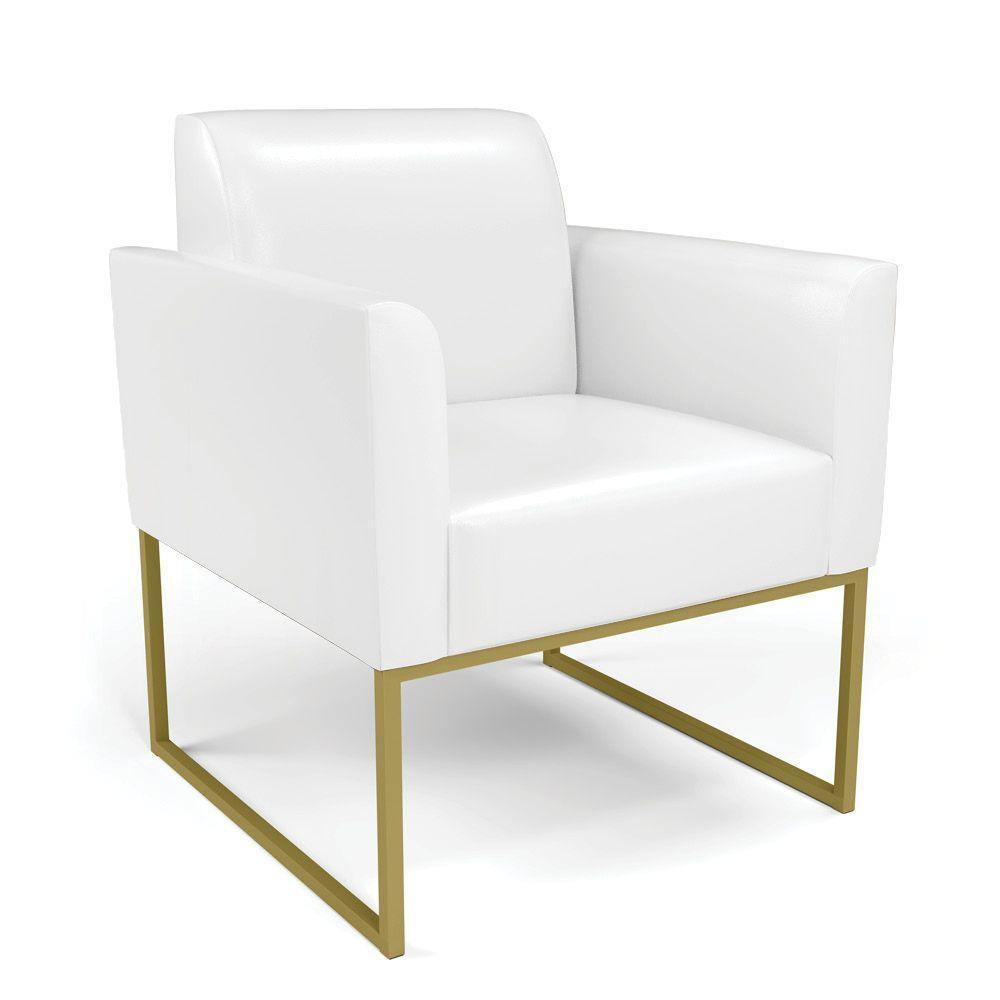 Sofá Namoradeira Com 2 Poltronas Base Industrial Dourado Marisa Corano Branco D03 - D'rossi - 8