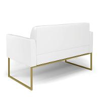 Sofá Namoradeira Com 2 Poltronas Base Industrial Dourado Marisa Corano Branco D03 - D'rossi - 3