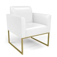 Sofá Namoradeira Com 2 Poltronas Base Industrial Dourado Marisa Corano Branco D03 - D'rossi - 8