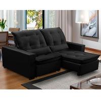 Sofa Retratil Reclinavel 2 Lugares 2,10m Atlantis Veludo Preto Lansofbr - 2