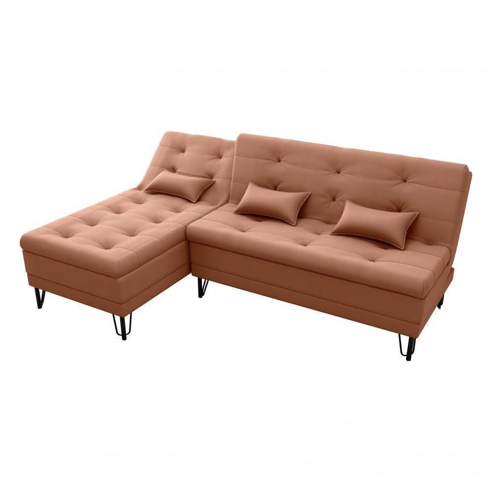Sofá Cama Com Chaise 3 Lugares 2,00 Mts Nice Matrix Ferrugem - 3
