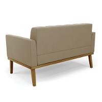 Sofá Namoradeira 2 Lugares Base De Madeira Castanho Elisa Suede D03 - Drossi Cor Marrom Rato - 3