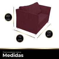 Namoradeira Lisboa 2 Lugares Salão Suede Bordô - 4