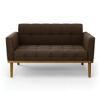 Sofá Namoradeira 2 Lugares Base De Madeira Castanho Elisa Suede D03 - Drossi Cor Marrom - 5